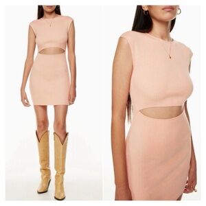 WILFRED • Cutout Knit Mini Dress in Coral Blush